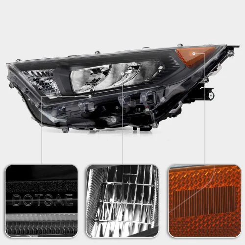 Vista 4 de ACANII - Para [estilo sin proyector] 2019-2021 Toyota RAV4 bisel negro LED faros delanteros montaje izquierda + derecha par