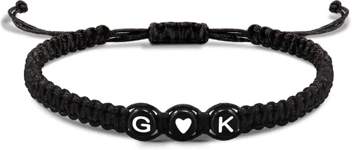 Vista 43 de Pulseras con iniciales para mujeres y hombres, regalos para novia, novio, pulseras de letras "I Love You", regalos para ella, él, mejor amigo
