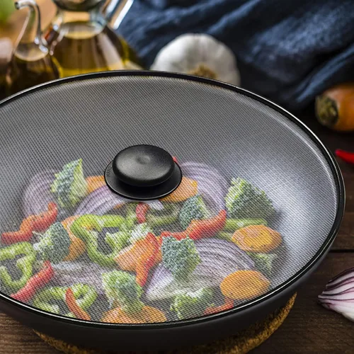 Vista 4 de 3 piezas de sartén protector contra salpicaduras de grasa pantalla de malla a prueba de aceite tapa de olla accesorios de cocina para cocinar