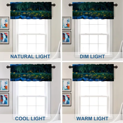 Vista 220 de Batmerry American Flag Ink Dot Blackout Tier Curtains, Red Blue White Stars Abstract Thermal Insulated Half Curtain Rod Pocket Small Valance for