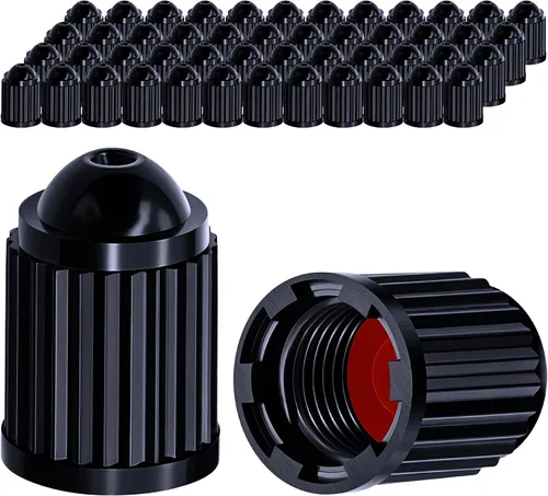 Vista 29 de 10 piezas de tapas de válvula de neumático TPMS con vástago largo, tapas de válvula de rueda de plástico negro para TPMS TR20008, tapas de vástago