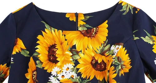 Vista 8 de Vestido de manga larga para mujer, cuello redondo, 1950, estilo retro, hollywood