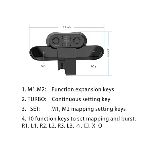 Vista 2 de Vbestlife Paddles for PS4 Controller, PS4 Controller Back Button Attachment, Support Turbo Burst Function, Custom Keys, Plug And Play, Suitable for