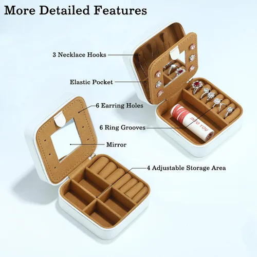 Vista 2 de Parima Joyero de viaje para joyas Esenciales de viaje, pequeño organizador de joyas con iniciales, cajas de joyería, regalos personalizados