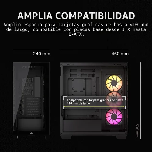 Vista 8 de CORSAIR iCUE Link 3500X RGB Mid-Tower ATX Carcasa para PC – Vidrio Templado Panorámico – Compatible con Placa Base de Conexión Inversa – 3X Negro