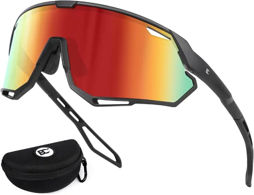 Vista 10 de BIRCEN Gafas de sol deportivas de béisbol para hombre: TR90 gafas de ciclismo ligeras envolventes para correr al aire libre MTB Bike