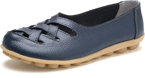 Vista 5 de VenusCelia Mocasines planos para caminar con nidos trenzados para mujer Beige