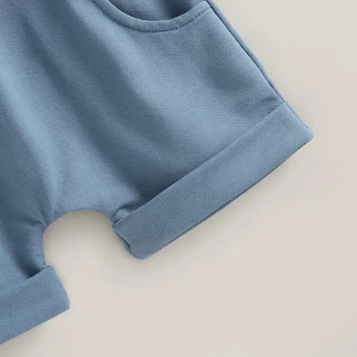 Vista 6 de Conjunto de ropa de verano para bebé y niña, camiseta de manga corta, camiseta de manga corta, pantalones cortos enrollados para recién nacidos