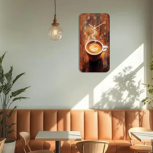 Vista 3 de Reloj de pared de taza de café para cocina, reloj de pared rectangular de madera, funciona con pilas, 12 pulgadas, relojes rústicos vintage
