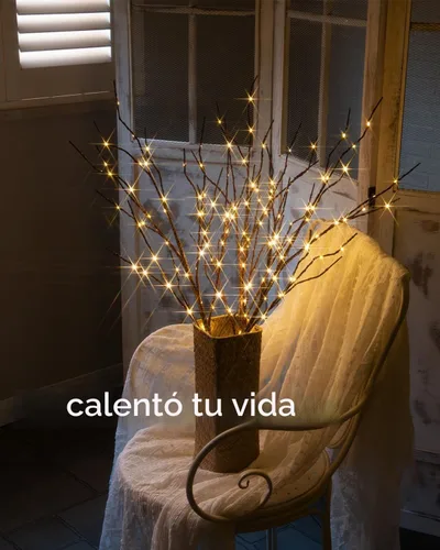 Vista 3 de Birchlitland - Ramas iluminadas para jarrón de 32 pulgadas de alto, 150 luces LED, enchufe, ramas artificiales de sauce marrón con temporizador