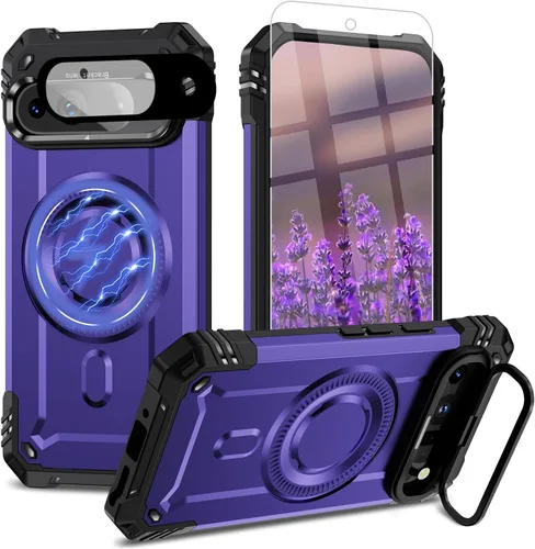 Vista 11 de Funda para Google Pixel 9 Pro XL [protección contra caídas de grado militar de 15 pies] con protector de pantalla y protector de lente, resistente a