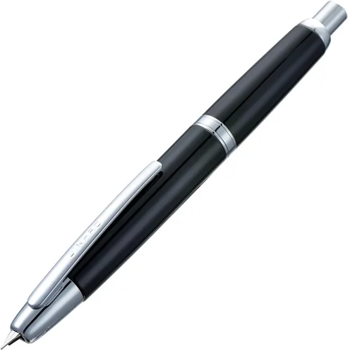 Vista 56 de Jinhao 10 Press Pluma estilográfica con caja, punta mediana retráctil de oro mate cepillado con juego de convertidor de tinta (clip dorado)