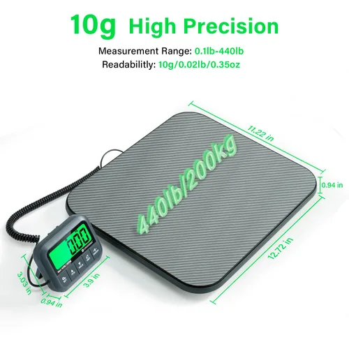 Vista 2 de UNIWEIGH Báscula postal digital 440lb/0.35oz Precisión para paquetes de envío Hold/Tare/Count,Commercial Package Scale for Small Business,Postage