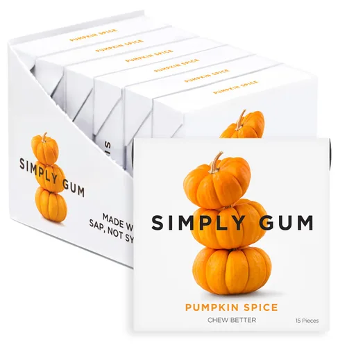 Vista 23 de SIMPLY Gum Canela, goma de mascar natural sin plástico, paquete de 6 (90 piezas) Vegano, Kosher, sin OGM, sin aspartamo y sin sorbitol