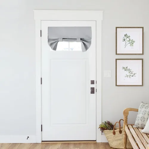Vista 24 de PONY DANCE Cortinas de luz lateral, persianas opacas con aislamiento térmico para puerta francesa, puerta de vidrio de patio, 12 pulgadas de ancho x
