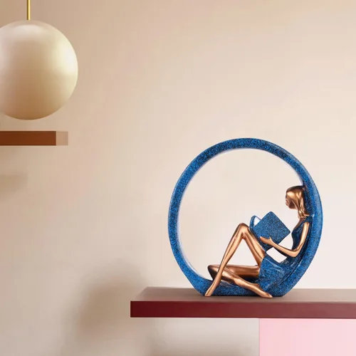 Vista 8 de Estatuas de resina para niña, estatua de yoga, escultura artística para estantería, adornos para lectores, profesores, decoración para sala