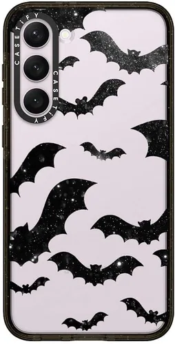 Vista 173 de CASETiFY Funda de impacto para Galaxy S22+ - Adhesivo Aries Moross, color negro transparente