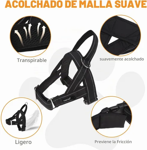Vista 4 de KOOLTAIL Arnés sin tirones para perro pequeño, con acolchado suave y asa, arnés de chaleco para cachorro fácil de caminar, cuello y pecho 2-Negro