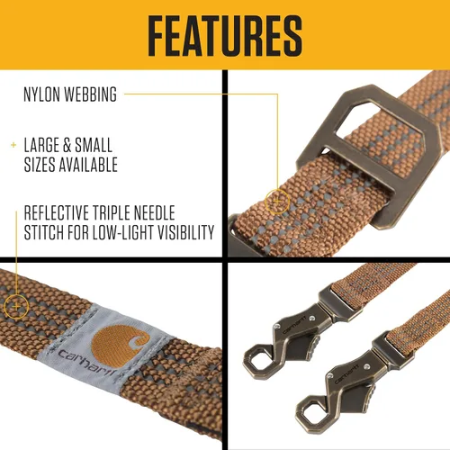 Vista 2 de Carhartt Pet - Correa totalmente ajustable para perros, costuras reflectantes para visibilidad, L