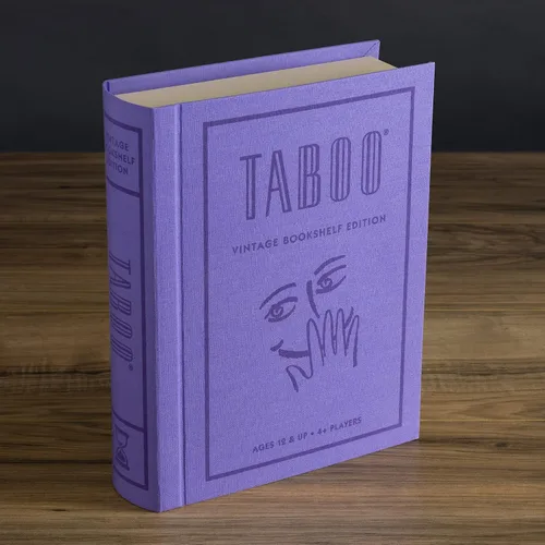 Vista 6 de WS Game Company Taboo Vintage Bookshelf Edition - Caja de libros envuelta en tela, juegos de mesa de adivinanzas para 4 o más jugadores, adultos