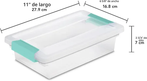 Vista 3 de Sterilite - Juego de 6 cajas con clip, contenedores apilables transparentes de plástico con tapas de cierre, pequeños - Contenedores