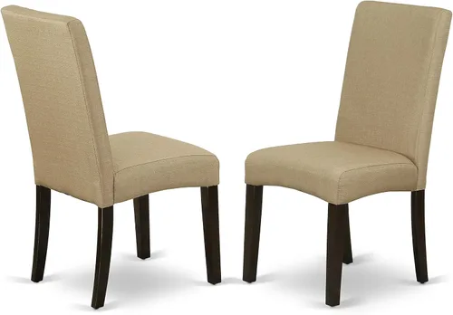 Vista 5 de East West Furniture HLDR3-CAP-03 Juego de mesa de comedor de 3 piezas contiene una mesa de comedor redonda con pedestal y 2 sillas Parson tapizadas