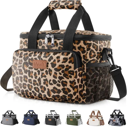 Vista 22 de Lifewit Lonchera mediana aislada, suave y refrigerante, para adultos, hombres y mujeres, color negro, 12 latas (9L)