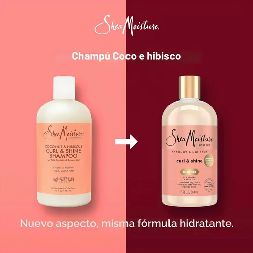 Vista 3 de Shampoo para cabello rizado de karité Humedad Hibiscus de coco, 13 onzas