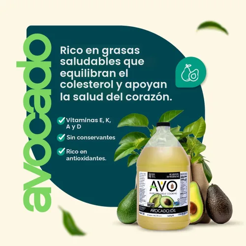 Vista 3 de AVO SIN OGM 100% Aceite de Aguacate, 1 Galón 128 Onzas Líquidas, SIN Conservantes Agregados
