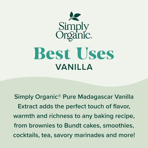 Vista 3 de Simply Organic, extracto puro de vainilla de Madagascar, frasco de vidrio de 2 onzas, sabor sin azúcar certificado orgánico para batidos