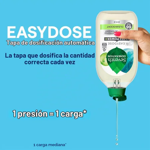 Vista 4 de Seventh Generation Detergente para ropa ultra concentrado aroma limpio, paquete de 2 unidades, 132 cargas, transparente, Power Plus, 23.1 onzas