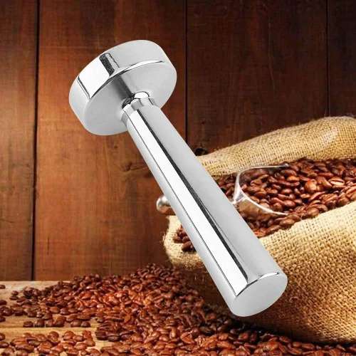 Vista 3 de Fdit Prensa de café, herramienta de manipulación de café espresso sólido de acero inoxidable, base plana para máquina de cápsulas