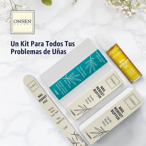 Vista 3 de Onsen Secret Kit de cuidado de uñas – Incluye aceite de cutícula de 0.3 onzas líquidas, pulidor de uñas japonés y kit de brillo – Manicura