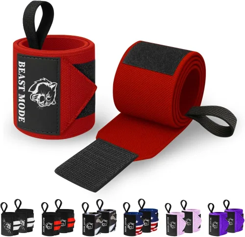 Vista 21 de TECEUM Weightlifting 18" & 12" Wrist Wraps with Thumb Loop – Heavy Duty Wrist Workout Braces for Men and Women – Ideal for Powerlifting, Strength