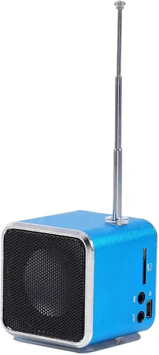 Vista 8 de Altavoz de radio FM portátil, MP3 MP4 estéreo digital, reproductor de música, soporte para tarjeta TF, disco USB, batería de 600 mAh, mini altavoz