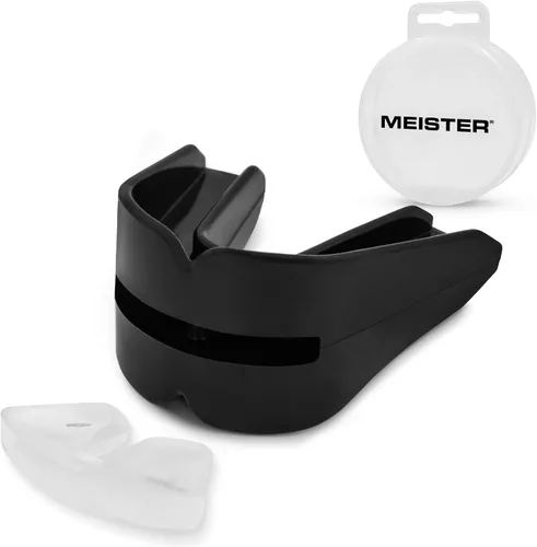 Vista 2 de Meister Protector bucal doble moldeable con estuche - Negro Diseño personalizado, protección de dientes superior e inferior para MMA, boxeo