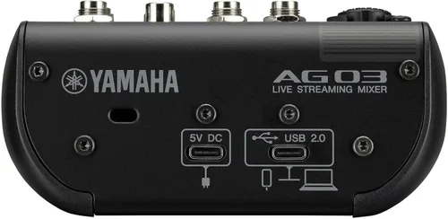 Vista 6 de Yamaha AG03MK2 Mezclador de bucle de transmisión en vivo negro de 6 canales/interfaz USB con Steinberg Software Suite