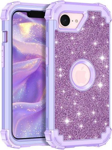Vista 24 de LONTECT Funda para iPhone 15 Plus con purpurina brillante 3 en 1, a prueba de golpes, resistente, híbrida, resistente, funda protectora de alto