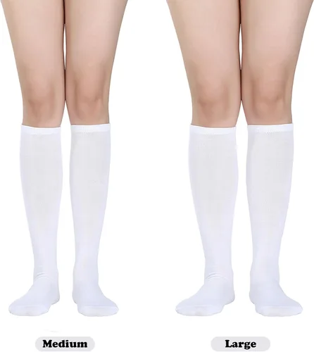 Vista 3 de SATINIOR Calcetines altos hasta la rodilla para mujer, calcetines de tubo alto hasta el muslo para mujer, medias largas atléticas altas
