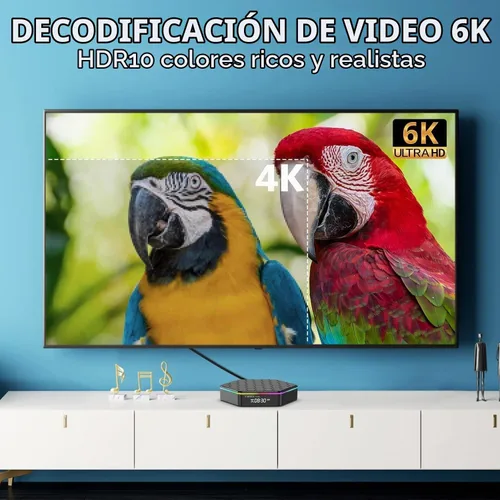Vista 6 de Android TV Box 12.0 4GB RAM 64GB ROM Allwinner H618 Smart Android Box Soporte HD 6K/H.265 100M Ethernet 2.4/5G Dual WiFi BT 5.0