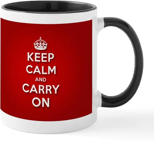 Vista 7 de CafePress Taza de café de cerámica con texto en inglés «Keep Calm And Carry On» (11 oz)
