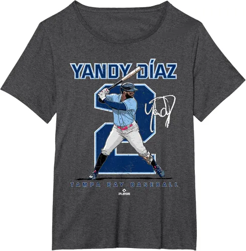 Vista 15 de Camiseta Number and Portrait Yandy Diaz Tampa Bay MLBPA, Negro