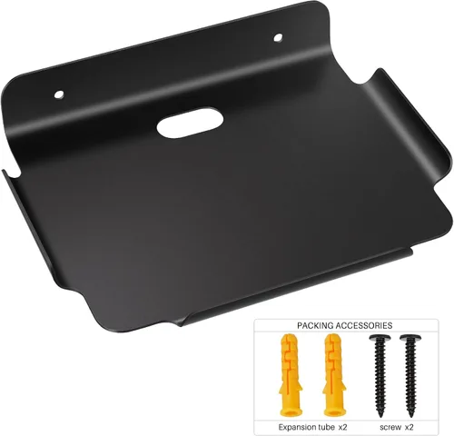 Vista 6 de Estantes flotantes de 8 x 6.4 pulgadas, estante de pared de metal para almacenamiento de pared, para hogar inteligente, altavoces, enrutador de Negro