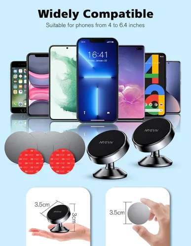 Vista 7 de Paquete de 2 soportes magnéticos para teléfono para automóvil, imán fuerte, soporte magnético para teléfono, rotación de 360°, imán de teléfono