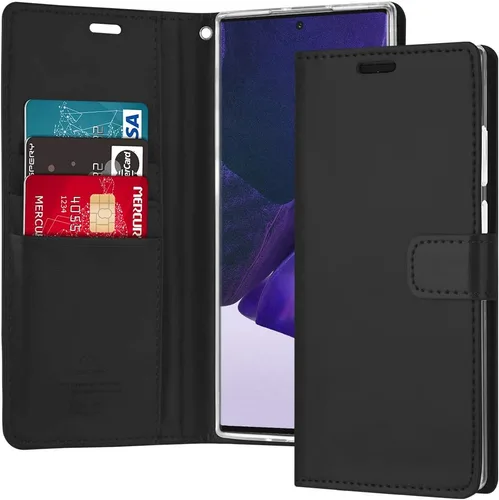 Vista 22 de GOOSPERY Funda Blue Moon para Galaxy S21 de 6.2 pulgadas (2021), soporte de piel sintética premium con soporte para tarjetas (negro)