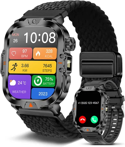 Vista 12 de Reloj inteligente para hombre, respuesta militar, con pantalla de 2.01 pulgadas, más de 170 modos deportivos, reloj inteligente de fitness, IP68