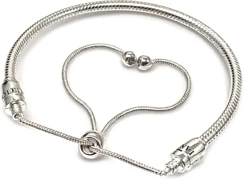 Vista 3 de Auténtica pulsera Bolenvi de plata de ley 925 de tamaño ajustable compatible con dijes de cuentas Pandora Metal