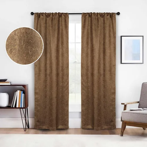 Vista 22 de BLUENILEMILLS Paneles de cortinas opacas para oscurecer la habitación con bolsillo para barra, cortinas perfectas para ventanas de cocina, Beige