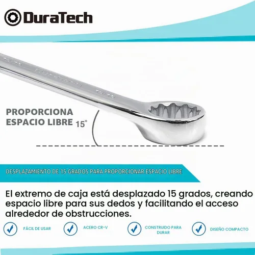 Vista 3 de DURATECH Juego de llaves combinadas Stubby, SAE, 11 piezas, 3/8" a 1