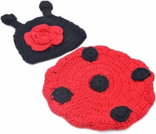 Vista 2 de Accesorios de fotografía para bebés recién nacidos, accesorios para sesión de fotos, trajes de ganchillo de punto unisex lindo sombrero pantalones